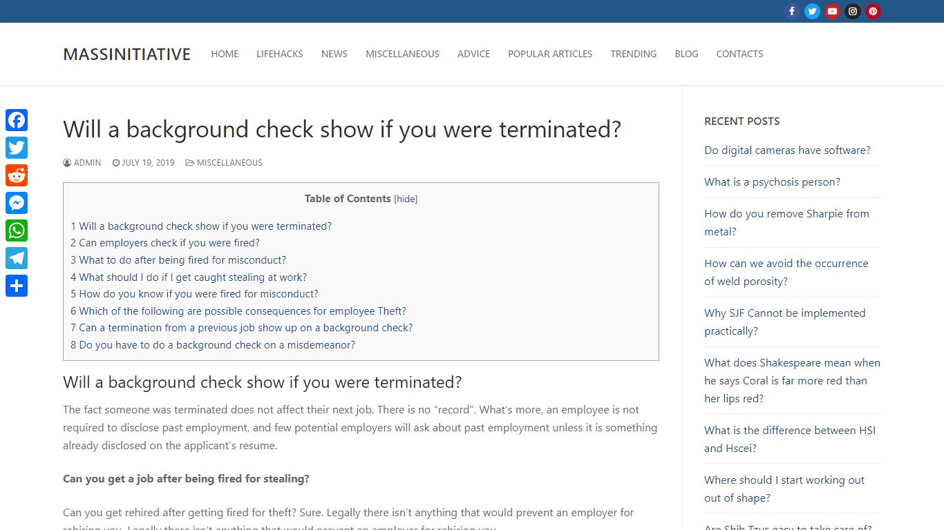 Will a background check show if you were terminated?
